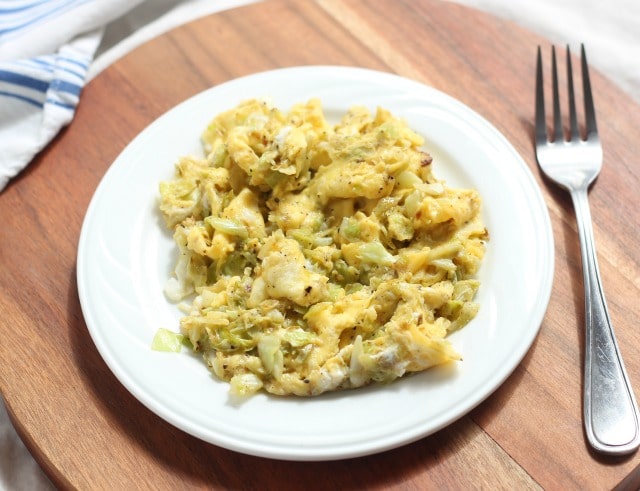 Healthy cabbage and scrambled eggs 