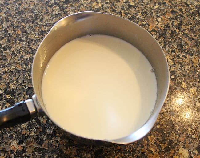 Milk in a small pot.