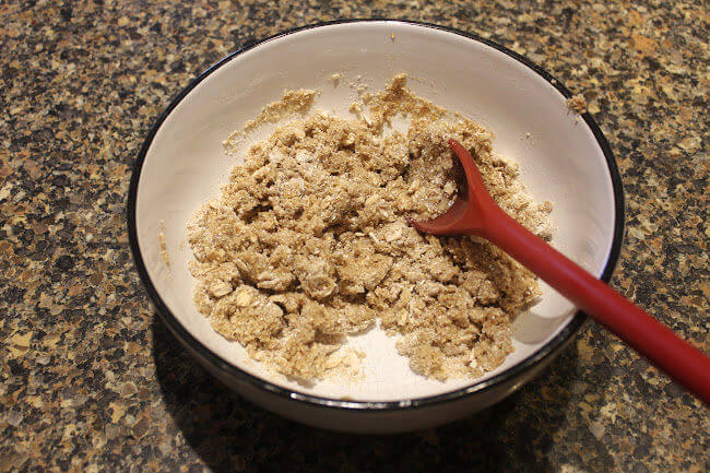 Making the batter for oatmeal cookies.