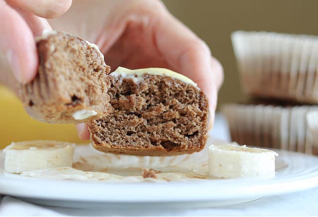 Sugar-free teff flour muffins sweetened with banana