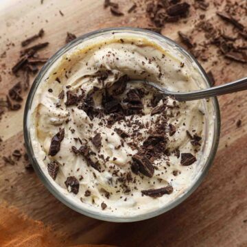 Yogurt dessert in a bowl.