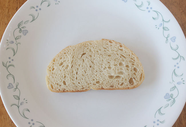 Slice of toast on a plate.