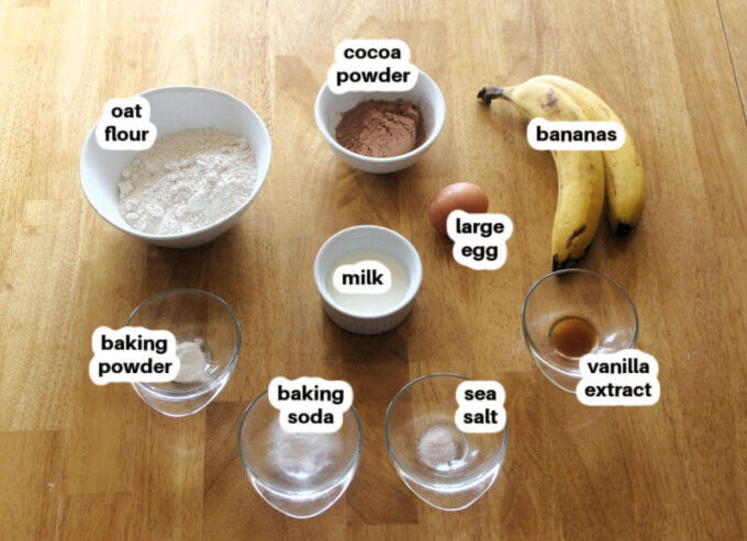 Chocolate banana muffin ingredients