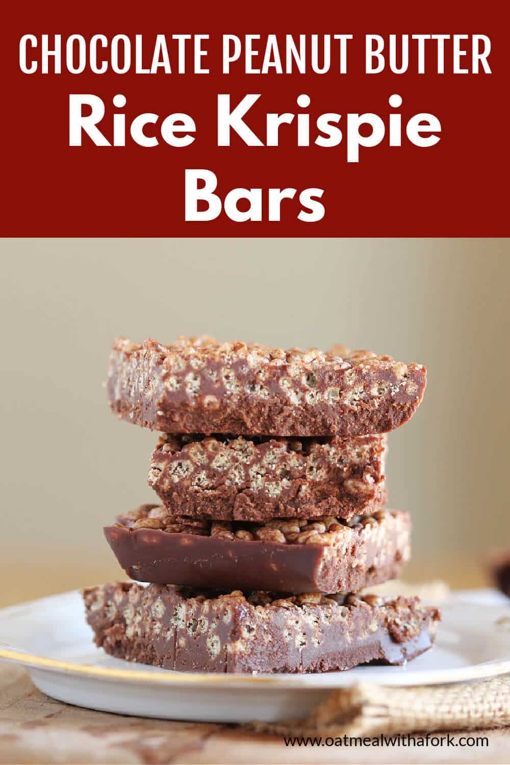 Chocolate Peanut Butter Rice Krispie Bars Oatmeal with a Fork