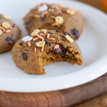 Close up of a cookie with a bite.