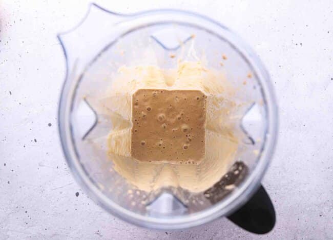 Blended chocolate milk in a blender.