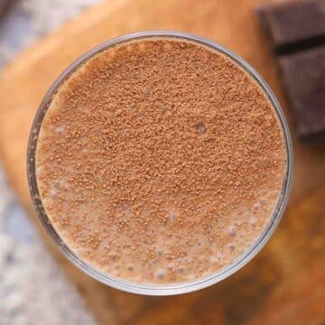 Chocolate milk in a glass.