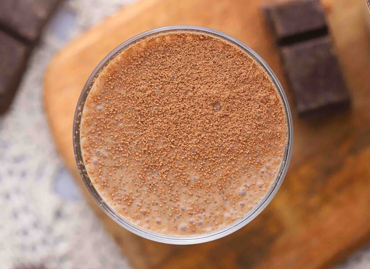 Chocolate milk in a glass.